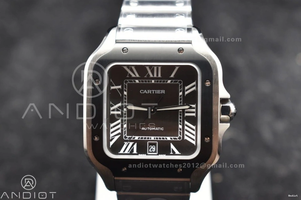 MIYOTA Black de Best SS 1:1 Santos Edition Dial on Cartier BVF SS Gray Bracelet 40mm Bezel 9015 0401
